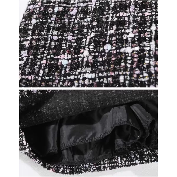 IDEALSANXUN Plaid Skirts for Women Trendy 2023 High Waisted A Line Bodycon Tweed Mini SkirtBlack