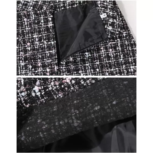 IDEALSANXUN Plaid Skirts for Women Trendy 2023 High Waisted A Line Bodycon Tweed Mini SkirtBlack