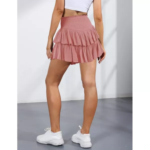 IDEALSANXUN Pleated Ruffle Mini Skirts for Teen Girls Cute Preppy ClothesPink