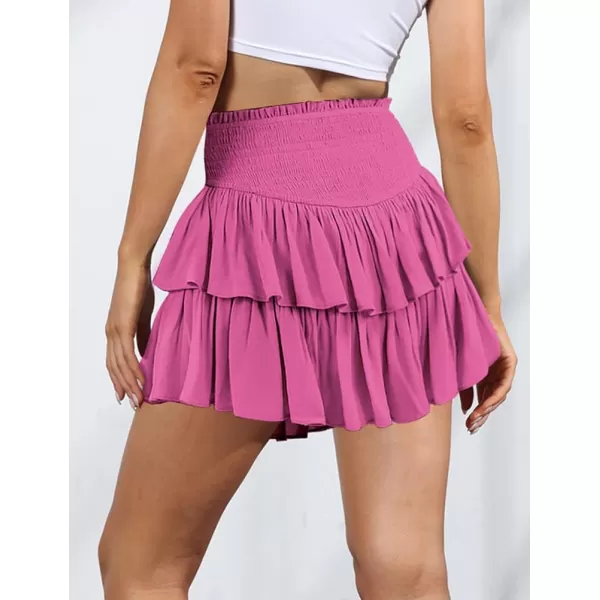 IDEALSANXUN Pleated Ruffle Mini Skirts for Teen Girls Cute Preppy ClothesPink09