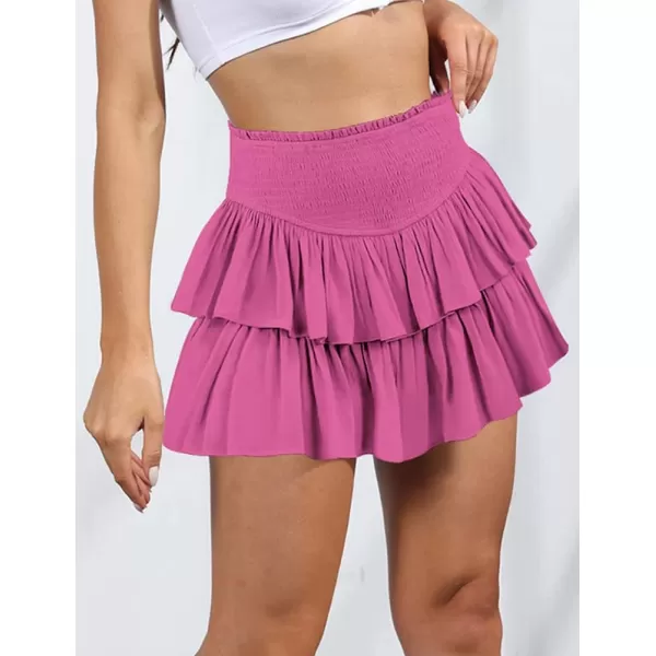 IDEALSANXUN Pleated Ruffle Mini Skirts for Teen Girls Cute Preppy ClothesPink09