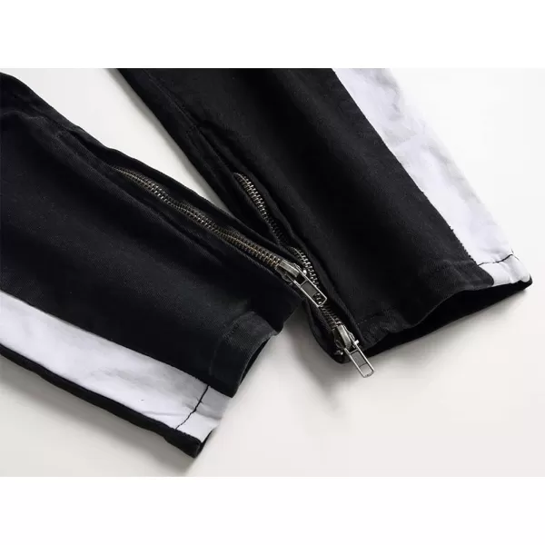 IDEALSANXUN Ripped Jeans Men Pattern Straight Leg Skinny Slim Fit Stretch JeansBlack 880