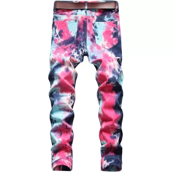 IDEALSANXUN Ripped Jeans Men Pattern Straight Leg Skinny Slim Fit Stretch JeansColorful 539
