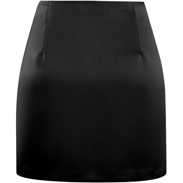 IDEALSANXUN Satin Skirts for Women Trendy High Waisted Cute Ladies Silk Mini SkirtBlack