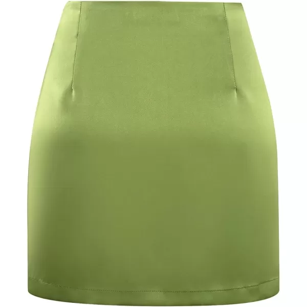 IDEALSANXUN Satin Skirts for Women Trendy High Waisted Cute Ladies Silk Mini SkirtGreen