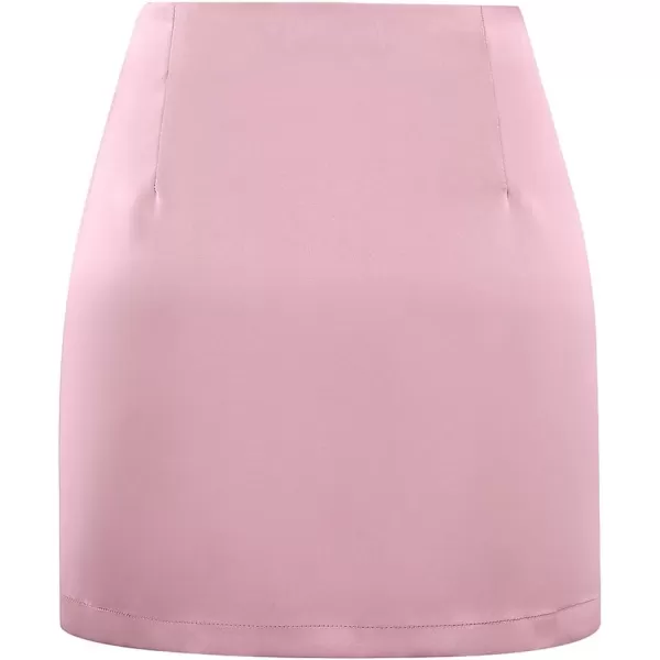 IDEALSANXUN Satin Skirts for Women Trendy High Waisted Cute Ladies Silk Mini SkirtPink