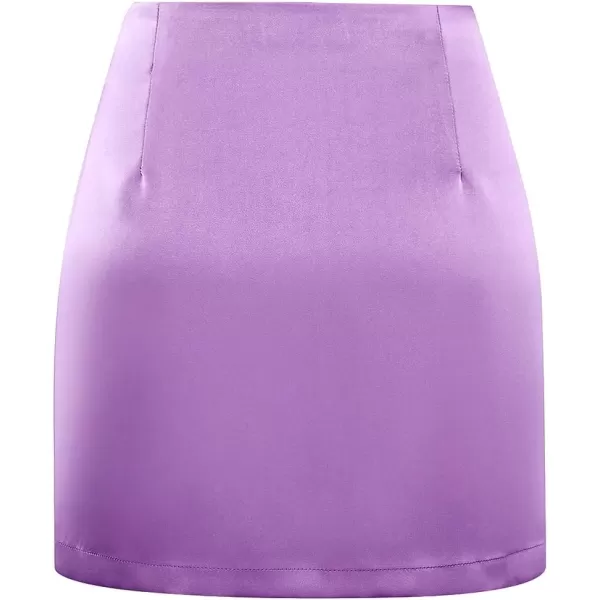 IDEALSANXUN Satin Skirts for Women Trendy High Waisted Cute Ladies Silk Mini SkirtPurple