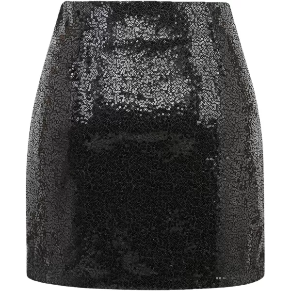 IDEALSANXUN Sequin Skirt for Women 2023 Sparkly Mini SkirtBlack