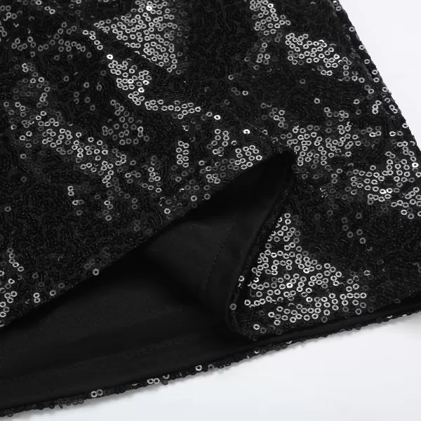 IDEALSANXUN Sequin Skirt for Women 2023 Sparkly Mini SkirtBlack