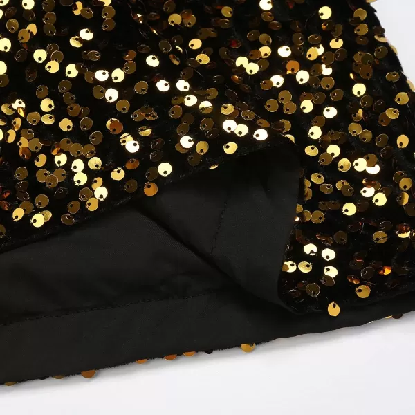 IDEALSANXUN Sequin Skirts for Women Trendy 2023 Sparkly Mini SkirtBlack Gold