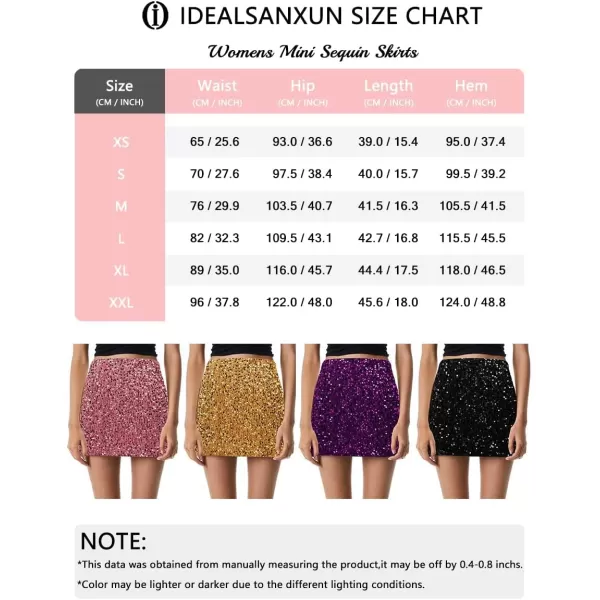 IDEALSANXUN Sequin Skirts for Women Trendy 2023 Sparkly Mini SkirtBlack Gold