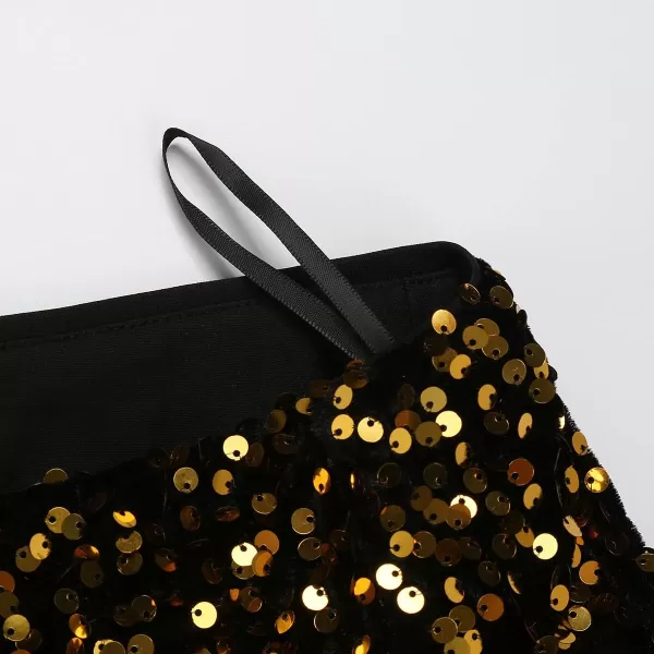 IDEALSANXUN Sequin Skirts for Women Trendy 2023 Sparkly Mini SkirtBlack Gold