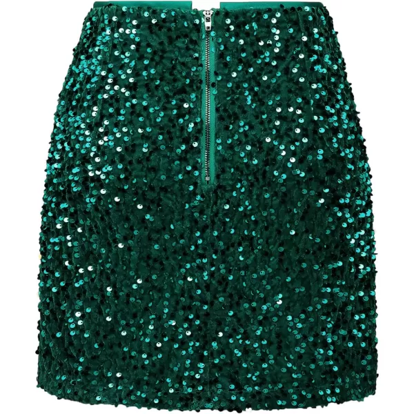 IDEALSANXUN Sequin Skirts for Women Trendy 2023 Sparkly Mini SkirtDark Green