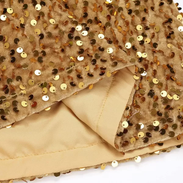 IDEALSANXUN Sequin Skirts for Women Trendy 2023 Sparkly Mini SkirtGold