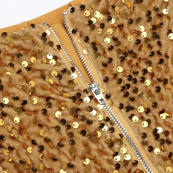 IDEALSANXUN Sequin Skirts for Women Trendy 2023 Sparkly Mini SkirtGold