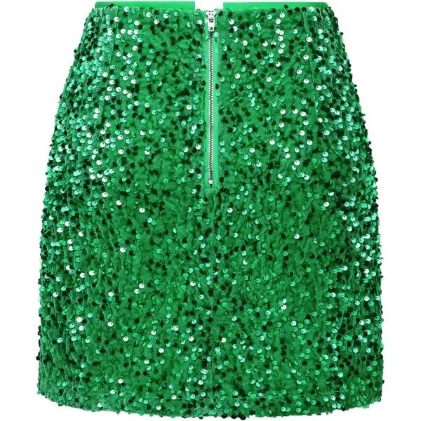 IDEALSANXUN Sequin Skirts for Women Trendy 2023 Sparkly Mini SkirtGreen