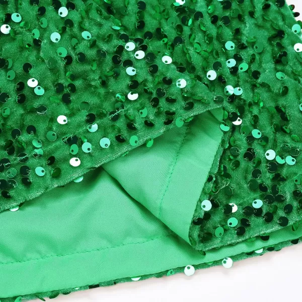 IDEALSANXUN Sequin Skirts for Women Trendy 2023 Sparkly Mini SkirtGreen