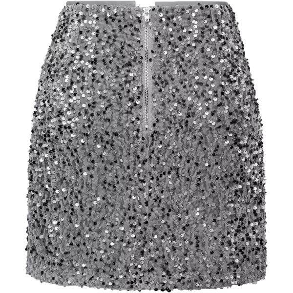 IDEALSANXUN Sequin Skirts for Women Trendy 2023 Sparkly Mini SkirtGrey
