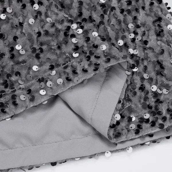 IDEALSANXUN Sequin Skirts for Women Trendy 2023 Sparkly Mini SkirtGrey