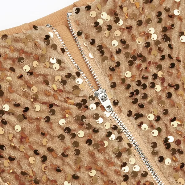 IDEALSANXUN Sequin Skirts for Women Trendy 2023 Sparkly Mini SkirtKhaki