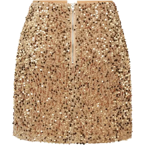 IDEALSANXUN Sequin Skirts for Women Trendy 2023 Sparkly Mini SkirtKhaki