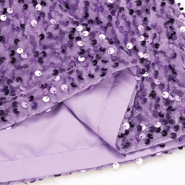 IDEALSANXUN Sequin Skirts for Women Trendy 2023 Sparkly Mini SkirtLight Purple