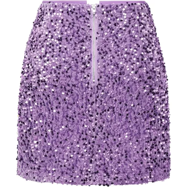 IDEALSANXUN Sequin Skirts for Women Trendy 2023 Sparkly Mini SkirtLight Purple