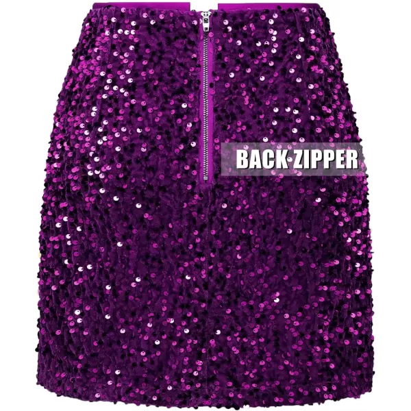 IDEALSANXUN Sequin Skirts for Women Trendy 2023 Sparkly Mini SkirtPurple