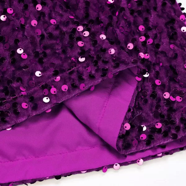 IDEALSANXUN Sequin Skirts for Women Trendy 2023 Sparkly Mini SkirtPurple