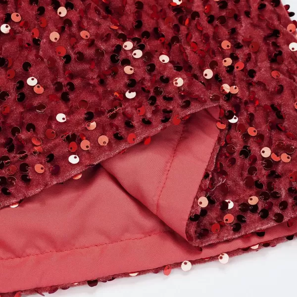 IDEALSANXUN Sequin Skirts for Women Trendy 2023 Sparkly Mini SkirtRed