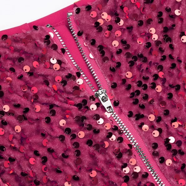 IDEALSANXUN Sequin Skirts for Women Trendy 2023 Sparkly Mini SkirtRose