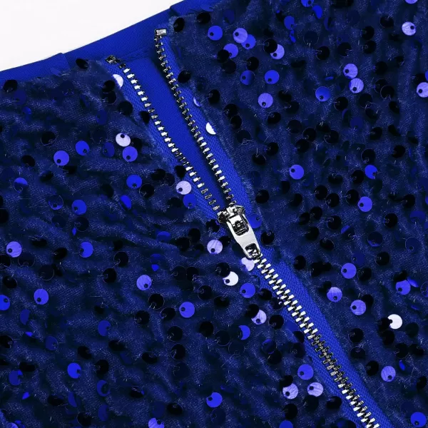 IDEALSANXUN Sequin Skirts for Women Trendy 2023 Sparkly Mini SkirtRoyal Blue