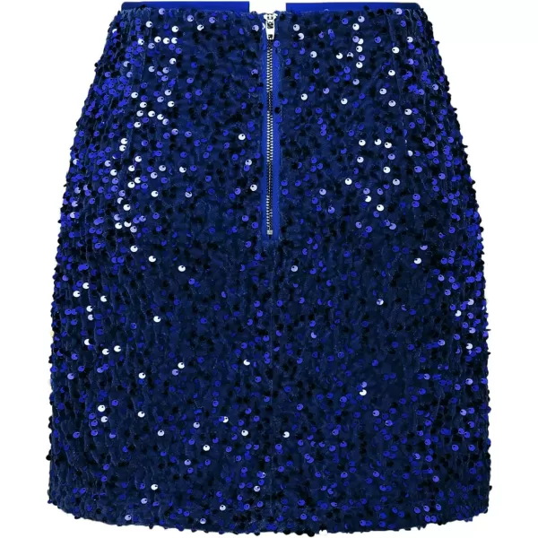 IDEALSANXUN Sequin Skirts for Women Trendy 2023 Sparkly Mini SkirtRoyal Blue
