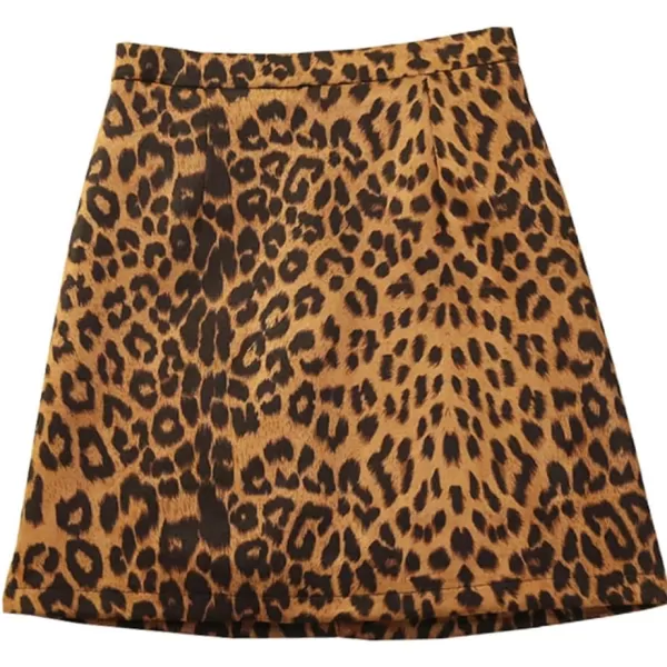 IDEALSANXUN Suede Leopard Skirt for Women High Waisted Pencil Bodycon Casual Trendy Mini SkirtCoffee