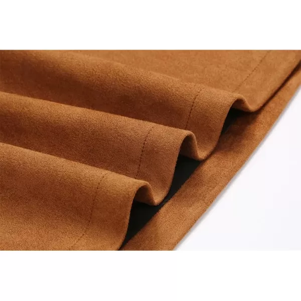 IDEALSANXUN Suede Skirts for Women 2023 High Waisted Bodycon Mini Skirt with Double ZipperBrown