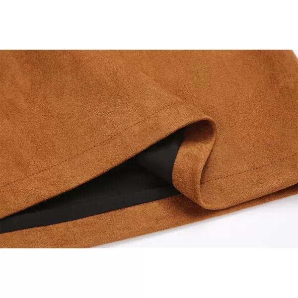 IDEALSANXUN Suede Skirts for Women 2023 High Waisted Bodycon Mini Skirt with Double ZipperBrown