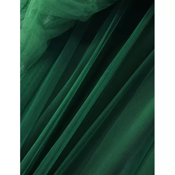 IDEALSANXUN Tulle Skirts for Women High Waisted Layered Pleated Tutu Fairy Mesh Ruffle Midi SkirtGreen