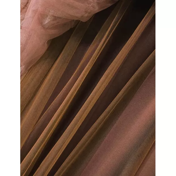 IDEALSANXUN Tulle Skirts for Women High Waisted Layered Pleated Tutu Fairy Mesh Ruffle Midi SkirtKhaki