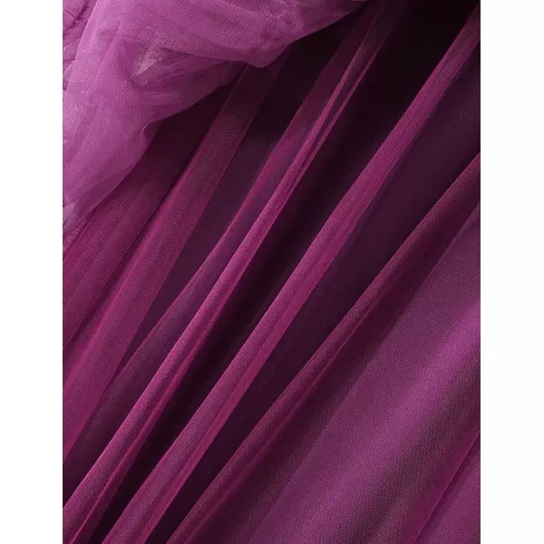 IDEALSANXUN Tulle Skirts for Women High Waisted Layered Pleated Tutu Fairy Mesh Ruffle Midi SkirtPurple