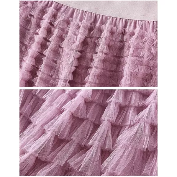 IDEALSANXUN Tulle Skirts for Women High Waisted Layered Ruffle Fluffy Fairy Mesh Tutu Pleated Long SkirtPurple