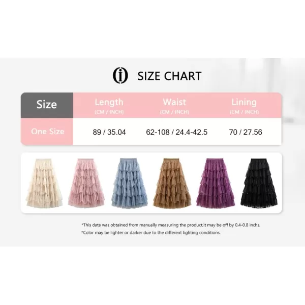 IDEALSANXUN Tulle Skirts for Women Trendy 2023 Summer Pleated A Line Maxi Midi Long SkirtBlack