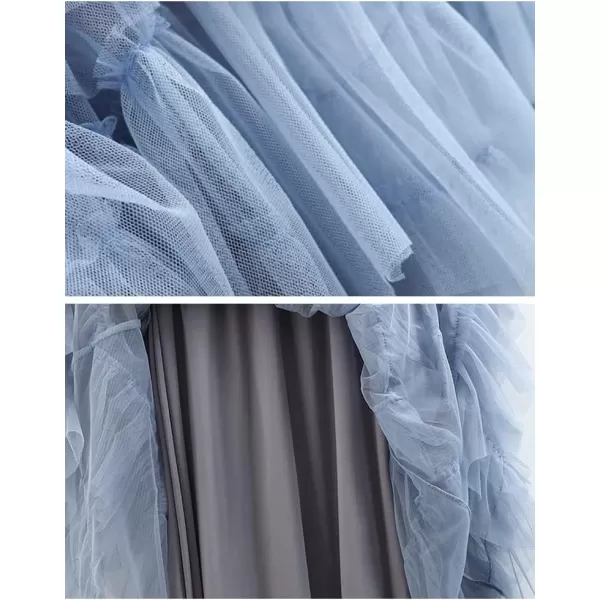 IDEALSANXUN Tulle Skirts for Women Trendy 2023 Summer Pleated A Line Maxi Midi Long SkirtBlue