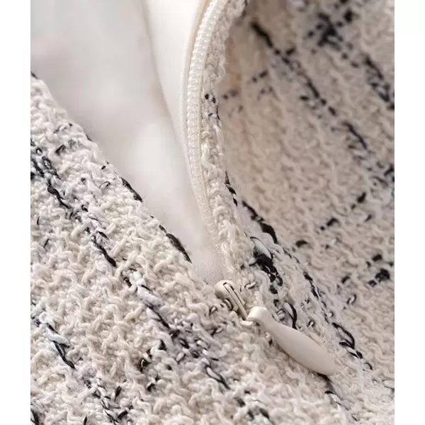 IDEALSANXUN Tweed Plaid Skirt for Women High Waisted Pencil Bodycon Fall Winter Sparkly Mini SkirtBeige