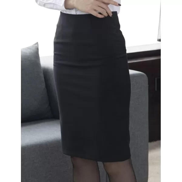 IDEALSANXUN Warm Fleece Lined Pencil Skirt for Women High Waisted Slit Stretch Bodycon Winter Midi SkirtBlack Fleece