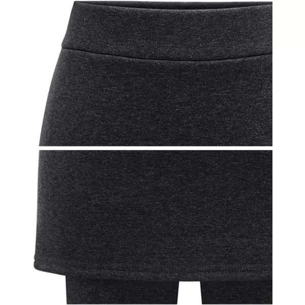 IDEALSANXUN Warm Fleece Lined Skirted Leggings for Women Elastic Waist Stretch Knit Pencil Mini Skirt Winter PantsGrey