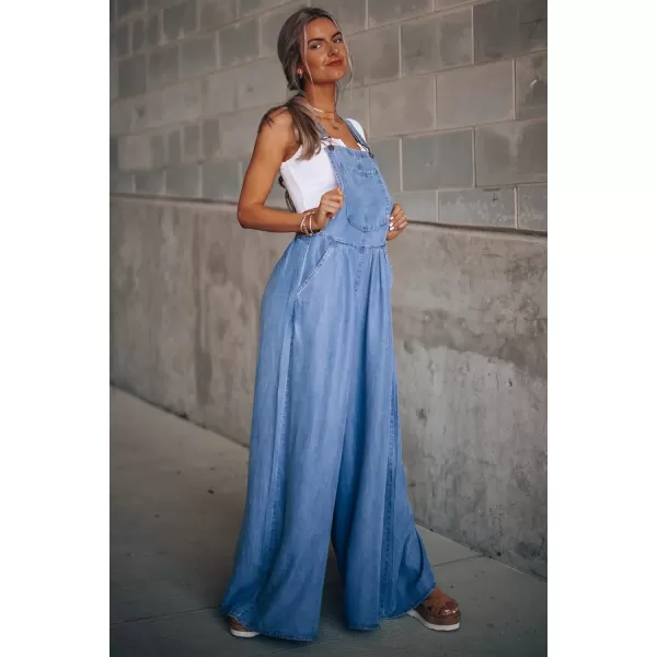 IDEALSANXUN Wide Leg Denim Jumpsuit for Women Denim Romper Jean Loose fit OverallsBlue