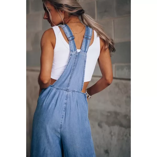IDEALSANXUN Wide Leg Denim Jumpsuit for Women Denim Romper Jean Loose fit OverallsBlue