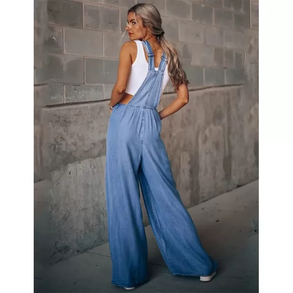 IDEALSANXUN Wide Leg Denim Jumpsuit for Women Denim Romper Jean Loose fit OverallsRipped Blue