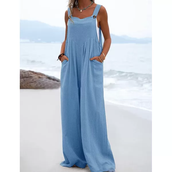 IDEALSANXUN Wide Leg Overalls for Womens Boho Comfy Baggy Loose Jumpsuits Romper1blue