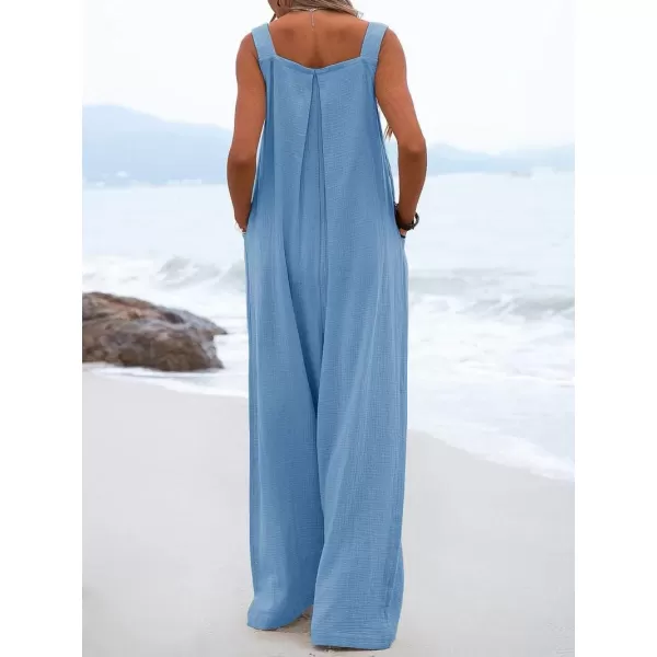 IDEALSANXUN Wide Leg Overalls for Womens Boho Comfy Baggy Loose Jumpsuits Romper1blue
